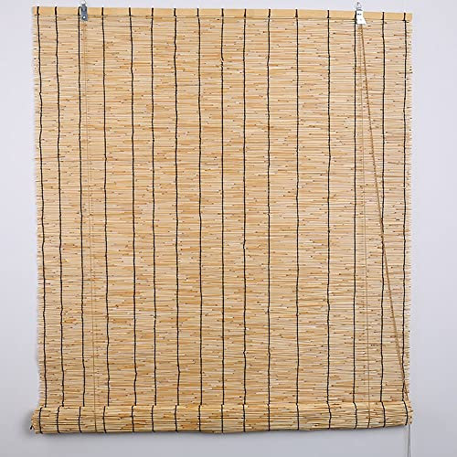 BcofoA Reed Rollo, Rollo Jalousien Jalousie Windo, für Innenfenstertür oder Außenterrassengarten, in dunkelbrauner Farbe Sichtschutzfenster Natürlicher Drape Vorhang (Size : 60x135cm/24x53in)