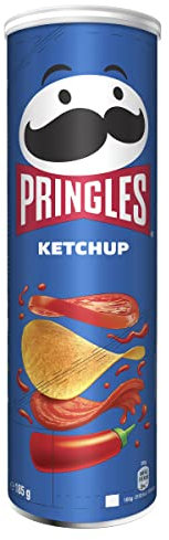 Pringles Ketchup (1 x 185 g) – der unwiderstehliche Snack-Klassiker in der praktischen Dose – knackige Chips mit Ketchup-Geschmack – Pop. Play. Eat.