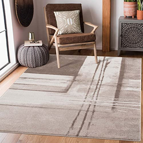 carpet city Teppich Läufer Braun Beige - 80x300 cm - Meliert, Streifen-, Geo-Muster - Moderne Läufer-Teppiche Flur Kurzflor - Braune Küchenteppiche Flachflor