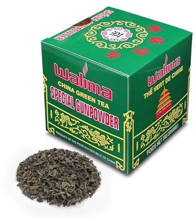 Thé Vert De Chine Walima 200g Gunpowder - Feuilles Entières, Récoltées à La Main, 100% Naturel, Authentique Et Végan, Sans Additifs Ni Conservateurs