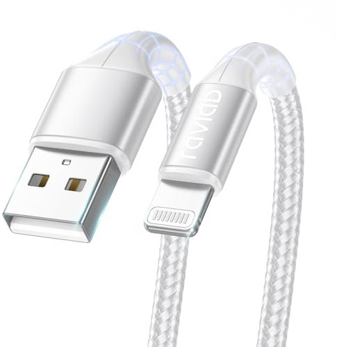RAVIAD iPhone Ladekabel 3M, Lightning Kabel Lang MFi Zertifiziert Ladekabel iPhone Schnellladekabel Nylon iPhone Kabel für iPhone 14 13 12 11 Pro Max Mini XR XS X 8 7 6 Plus - Silber