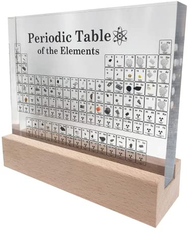 Periodensystem aus Acryl mit echten Elementen, Harzbrett mit echten Elementen für Schüler, Lehrer, Klassenzimmer usw. – 3D-Poster mit chemischen Elementen – Tabelle der echten Elemente (ohne Basis)