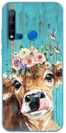 KARTXITAI Hülle Kompatibel mit Huawei P20 lite (2019)/nova 5i, Stoßfeste Schutzhülle mit Weiche Silikon Bumper Case Handyhülle Anti-Kratzt Transparent Rückseite - Rinder, Blumen, Vögel, Ölgemälde