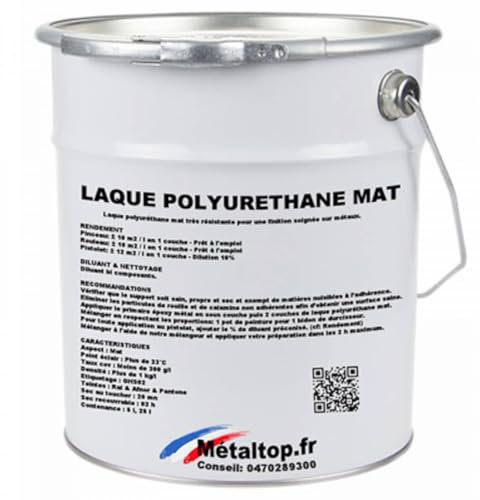 Metaltop - Laque Polyurethane Mat - Gris anthracite - RAL 7016 - Pot 5 L