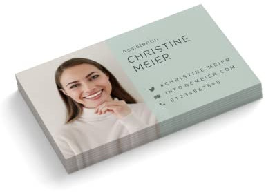 Visitenkarten personalisiert | mit Foto | Design Assistentin | 1-seitig | Querformat | Menge + Farbe + Papier zur Auswahl | selbst gestalten | hochwertiger Druck (Grün, 100 Stück)