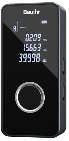 Bauihr Télémètre Laser, 131ft/40m Mini Mesure Laser Portable en Aluminium, Type-C Rechargeable Mesure Laser de Unités Commutables,Pythagore, Mesure Surface et Le Volume