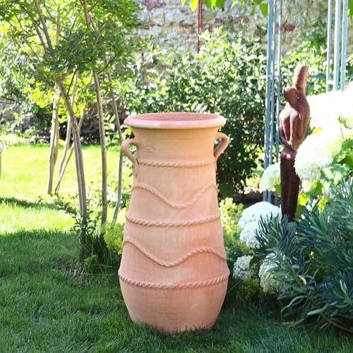 Handgefertigte Terracotta-Amphore H= 80 cm - Frostbeständige Garten-Dekoration für Ihre Pflanzen & Blumen, Cistus 80cm