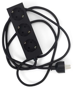 Pedestal Power Bar Charcoal, Steckdosenleiste 5m, 3-Fach – Schwarz | Praktische, stilvolle Mehrfachsteckdose mit Magnetboden für die Rückseite des TV-Ständers und andere magentische Oberflächen.