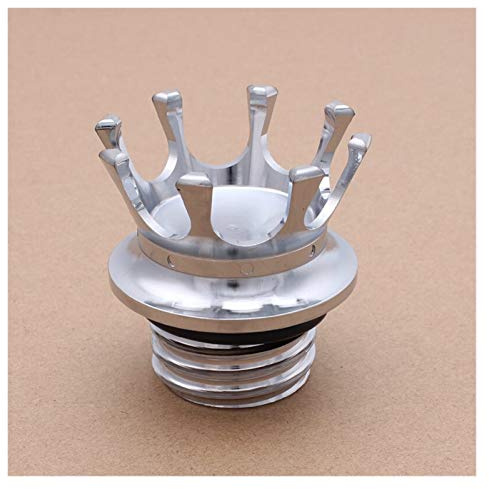 Tankdeckel,Tankdeckel AbschließBar König Kronen-Art-Flush Tankdeckel for Harley Sport Road King Dyna Softail (Color : Silver)