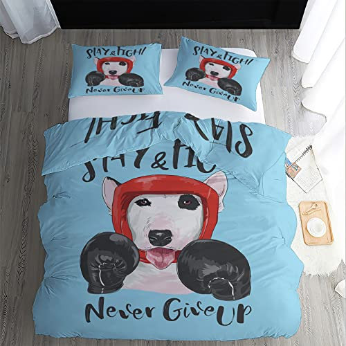 GEDAEUBA Bullterrier Bettwäsche 140x200 Sommer - Lustige Hund Bettbezug 140x200 2er Set, Wendebettwäsche und Kissenbezug 70x90, Weiche & Atmungsaktive Mikrofaser Bettwäsche-Sets mit Reißverschluss
