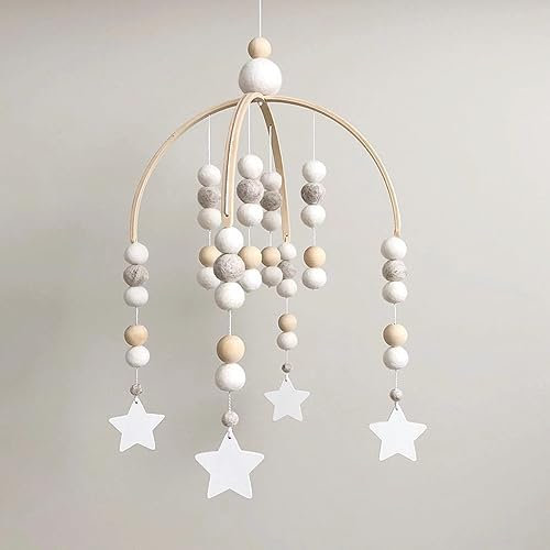 Conruich Baby Windspiele, Neugeborenen Kinderzimmer hängende Bettglocke Kinderbett Spielzeug, Mobile Krippe Kinderzimmerdekoration, Holz Ornament Geschenk für Baby Mädchen oder Jungen