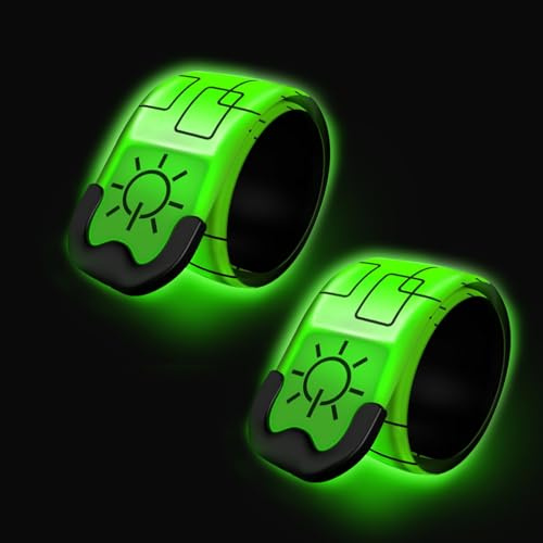 Nizirioo LED Armband Aufladbar LED Leuchtarmband 2 Stück Reflective Leucht Armbänder LED Slap Safety Armband Led Armbänder Leuchtband Unisex Nachtlauf für Joggen Laufen Running(Grünes Licht)