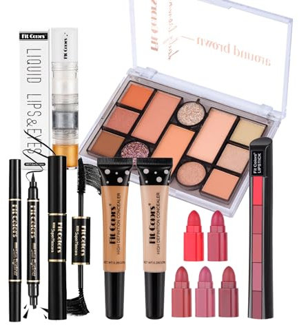 EnMart Make-up-Set Teenager Mädchen, Schminkset Frauen Kosmetische Muttertagsgeschenk, Blush Eyeshadow Powder Paletten Lippenstift Wimperntusche Liquid Eyeliner Pencil Glitter Lidschatten Concealer