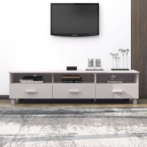 Wood TV Storage Cabinet with 3 Smooth Sliding Drawers and 3 Compartments, Wooden Storage Sideboard TV Stand Storage Media Console Cabinet, White 62.2