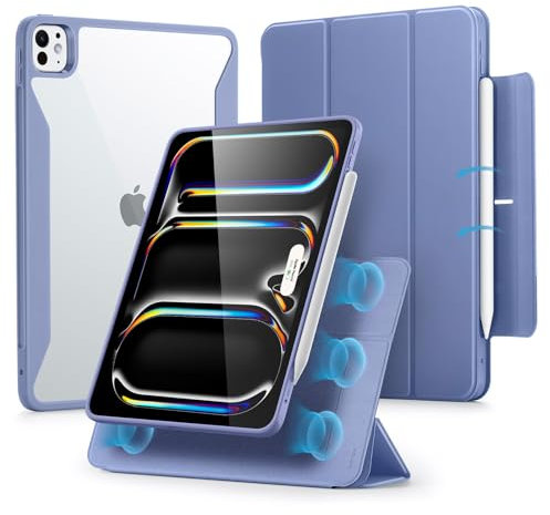 ESR Coque pour iPad Pro 13 Pouces M4 (2024) avec Porte-Crayon, Couverture Magnétique Amovible, Mode Portrait/Paysage, Support Vertical, Support Pencil Pro/USB-C, Série Rebound 360, Violet