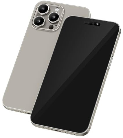 Perusha Gefälschte Telefon Modell [Ohne Logo] Dummy-Display Nicht funktionierende Replik Telefon Spielzeug für 15 Plus/Pro/Pro max (Für 15 Pro Titanium Schwarzer Bildschirm)