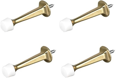 4 Pack Door Stoppers, Zinc Alloy Wall Mounted Door Stop Protector with Rubber Buffer Bumper for Indoor Outdoor, 73mm Gold