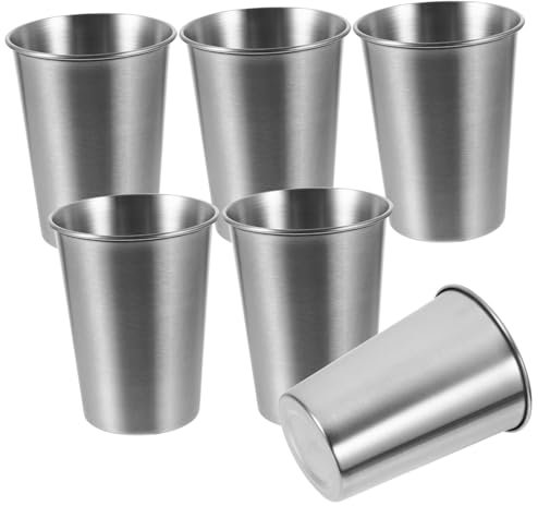 CRILSTYLEO 6 Stück Wasserbecher Metallbecher Für Weinbecher Metallbecher Für Saft Edelstahlbecher Für Wasser Edelstahl Kaffeebecher Edelstahlbecher Für Saft Trinkbecher Für Bar