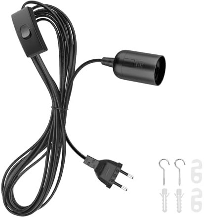VIEVRE Lampenfassung E27 mit Kabel und Schalter - 5M Netzkabel mit EU Stecker