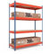 baudim - Schwerlastregal, Fachlast 1200kg, Robustes Lagerregal, Stahlregal, Lastenregal, Garageregal,Weitspannregal, Keller, Werkstatt, 180x180x60 Orange/Blau