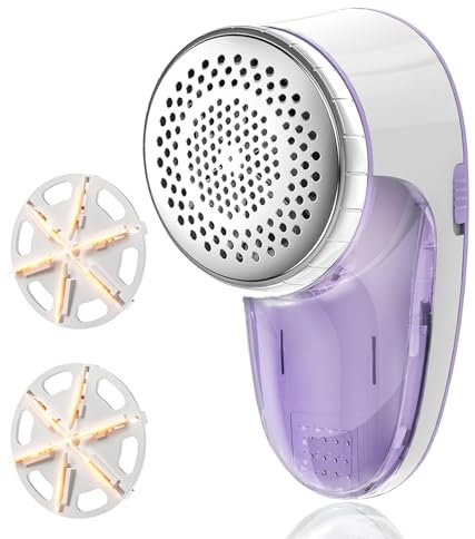 Ruidla Fabric Shaver Lint Remover, Sweater Shaver with Replaceable Stainless Steel 6-Leaf Blades, Fabric Defuzzer for Clothes Fuzz, Lint Balls - Battery Operated