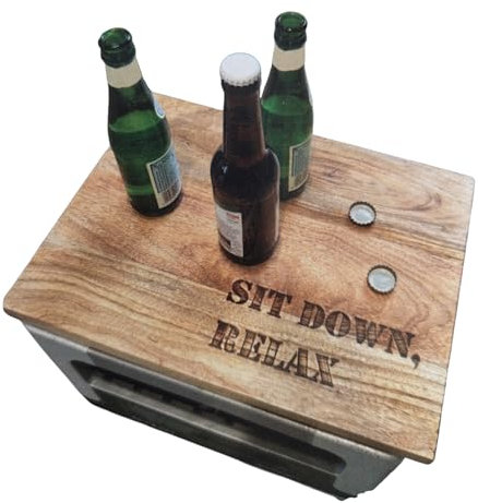 Sesua Bierkistensitz Bierkasten Sitz Aufsatz SIT DOWN Relax aus massivem Mangoholz 41x30x2cm