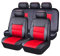 MaKeMoney Auto Sitzbezüge FüR Dacia Sandero Stepway 3.GEN 2.Gen 2012-2025, Leder Schonbezüge Vordersitze und Rückbank Sitzschoner Kompletter Satz Auto Zubehör, E/Black Red