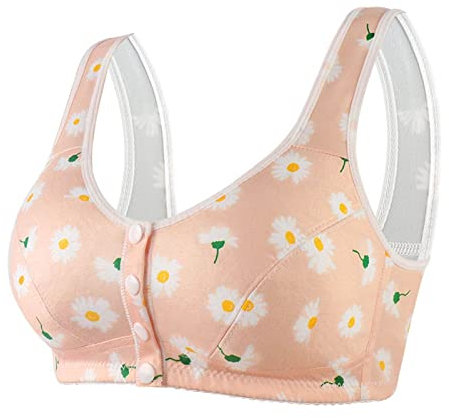 Generico Coppette in Silicone per Seno Coppe Silicone Seno da Donna Casual Sexy Stampe con Fibbia Frontale Senza orli Gilet Reggiseno Taglie Forti in Pizzo Reggiseno Bretelle Trasparenti (Pink, 44)