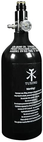 TUXING 48/3000 Aluminium-Druckluft-HPA-Paintballtank mit Regler, für Luftgewehr und Airsoft PCP, leer (0.75L pcp Aluminium Flasche-Auslass 800Psi)