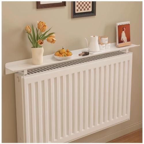 Hmtbet Floating Radiator Shelf White, 40-200cm Radiator Shelves Width 15cm, Aluminum Alloy Radiator Shelf, for Living Room, Bedroom, Hallway, Decoration, Bearing Weight 28kg,White,60cm*15cm