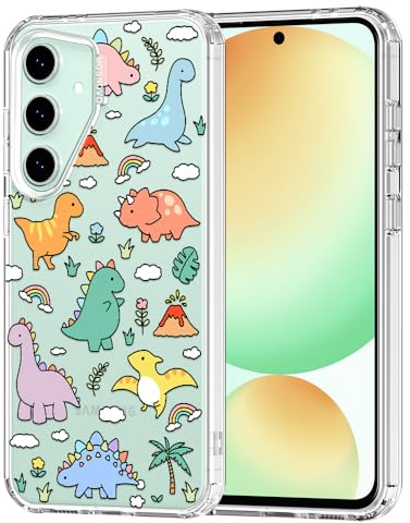 MOSNOVO für Samsung Galaxy S24 FE Hülle – Durchsichtige, schlanke, stoßfeste TPU+PC-Handyhülle, [6,6 Fuß Fallschutz/Anti-Abziehen] - Dinosaurierland