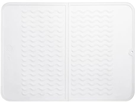 PopYum Silicone Drying Mat for Kitchen Counter (12x16 in, 30x40 cm), Clear-Frosted, eco-friendly, heat resistant, multiple usage, refrigerator, drawer liner, dish