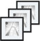 lincoolart Lot de 3 cadres photo, 30 x 30 cm, en bois MDF, noirs, avec verre acrylique, pour photos de 20 x 20 cm avec passe-partout ou 30 x 30 cm, sans passe-partout