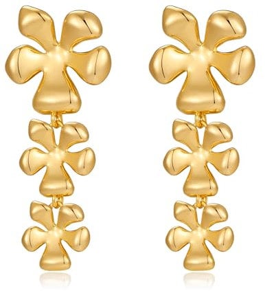 LILIE&WHITE Ohrringe Damen Ohrhänger, Goldene Blumen-Ohrringe im Eleganten Design, Nickelfrei und Hypoallergen, Langlebig und Anlaufsicher, Schmuck für Alltag und Besondere Anlässe