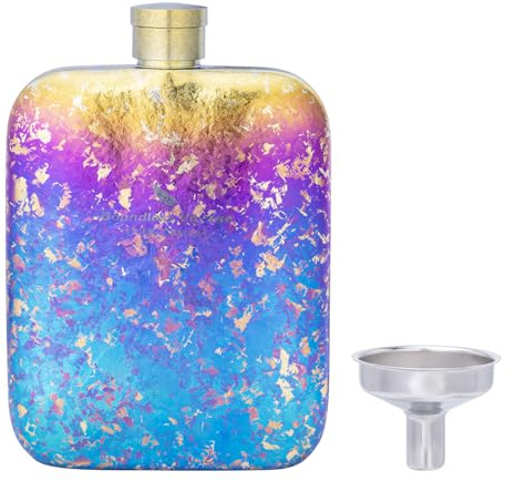 Boundless Voyage Flasque en titane avec entonnoir de 170 ml pour whisky, vodka, alcool, drapeau pour homme Ti3263D coloré