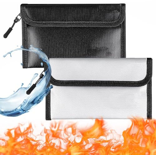 Feuerfeste Tasche 2 Stück Dokumententasche Feuerfest Wasserdicht Kleine Feuerfeste Geldtasche Feuersichere Wasserabweisend Dokumententasche für Wertsachen,dokumente,geld,passport,bankdatei