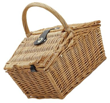 Thewasc Picknickkorb im Vintage-Stil, rustikaler Picknickkorb, Retro-Stil, Rattankorb für draußen und Versammlungen