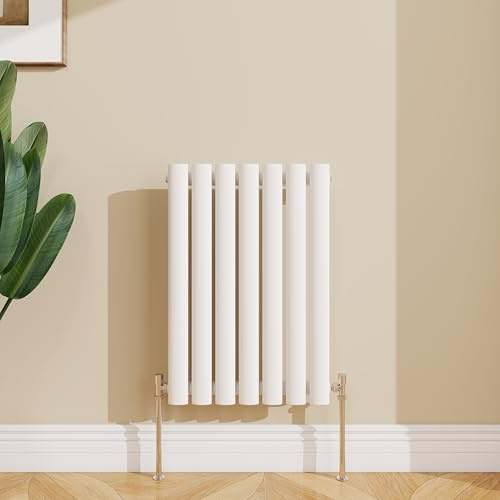 SLINE SANITARY Horizontal Oval Column Rradiator Bathroom Central Heating White 600×413mm Single Panel Radiator