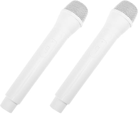 SOPOTUTU 2 Stück Mikrofone Weiß Bühnenrequisiten Leichtes Plastik Fake Mikrofon für Rollenspiele Geburtstag Halloween Weihnachten Karaoke Performance