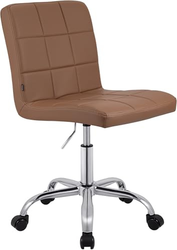 CLP Arbeitshocker höhenverstellbar mit Lehne und Rollen Darfield, Arbeitsstuhl ergonomisch 360° drehbar, Kosmetikstuhl bis 150 kg belastbar, Farbe:Hellbraun, Material:Kunstleder
