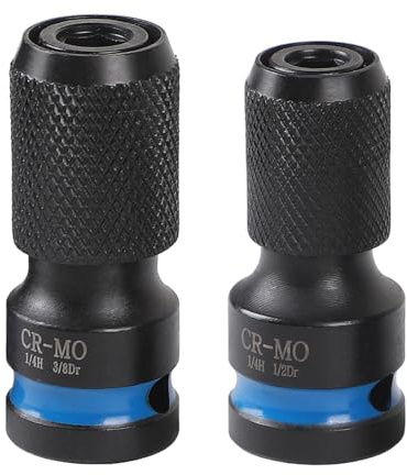 CPROSP 2pcs Adaptador para Llaves de Vaso de Impacto, 3/8 | 1/2 Cuadrado a 1/4 Hexágono; Portapuntas para Llave de Impacto