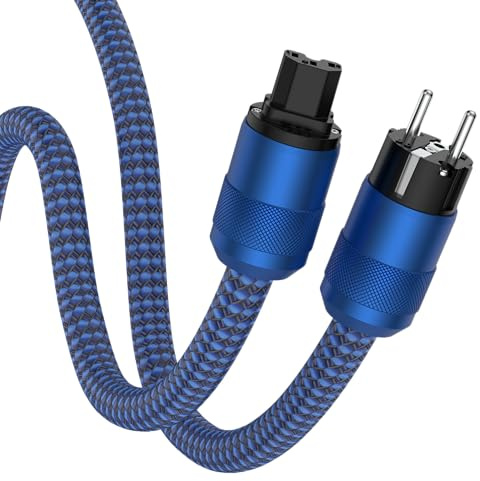 Bubiercaes HiFi High End Netzkabel C15 Stromkabel HiFi Audio kaltgerätekabel Mit Schukostecker & Kaltgerätestecker für DVD/Verstärker/Decoder/Subwoofer/AMP-1m
