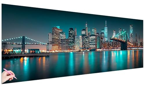 Diamond Painting Erwachsene Groß XXL 120x40cm Diamond Painting New York Bilder 5D Stadt Diamant Malerei Bastelset Basteln Erwachsene Diamant Kunst Kreuzstich Set für Geschenke Deko Wohnzimmer T-62
