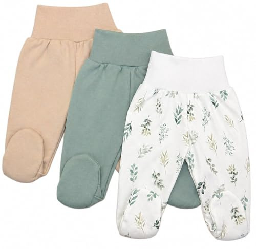 KIDS STYLE Baby Jungen Strampelhose | Hosen mit Füßen Baumwolle Breiter Bund Neugeborene Erstausstattung Alltag Bekleidung