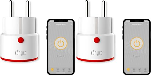 Konyks Prise connectée Konyks Priska Max 3 FR- WiFi + BT, Fonctions avancées V3, 16A, Compteur de consommation, Compatible Alexa et Google Home & Tuya - (Lot de 2)