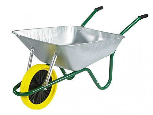 Walsall Wheelbarrow, Alloy Steel, Green, Pneumatic Wheel