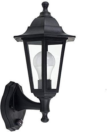 MiniSun | Traditional Style Black Security PIR Motion Sensor Wall Lantern | Outdoor Wall Lights, Home Décor & Improvement Essential | Includes 10W LED Bulb [3000K Warm White]