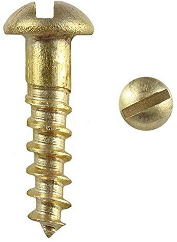 Solid Brass Round Head Slotted Woodscrew ~ All Gauges & Sizes inc. 4,6,8 Screw (20, No.6 x 1)