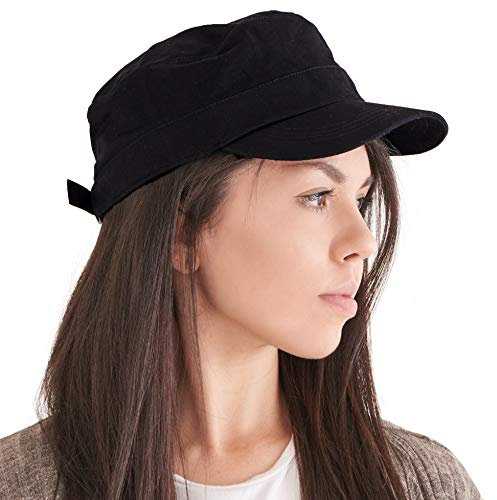CHARM Herren Baumwolle Military Army Cap - Damen Sommer Basecap Winter Hat Mütze Schwarz