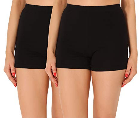 Merry Style Damen Shorts Radlerhose Unterhose Hotpants Kurze Hose Boxershorts aus Baumwolle 2Pack MS10-358(2Pack Schwarz/Schwarz,XXL)